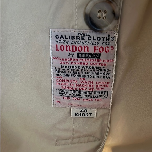 London Fog Trench Coat Shell Size 40 Short Mens Beige - Picture 3 of 6